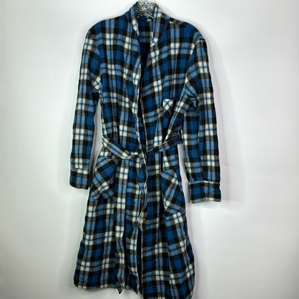 Vintage Wool Of The West Blue Belted Robe Size Medium